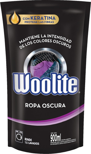 Imagen 1 de 1 de Jabón líquido Woolite Ropa Oscura repuesto 900 ml