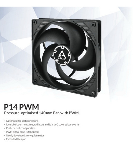 Imagen 4 de 8 de Cooler 140mm Arctic P14 Pwm Blanco Alta Presion Calidad !