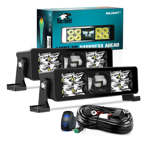 Nilight Barra De Luz Led De 8 Pulgadas, 9 Led, Doble Fila, L