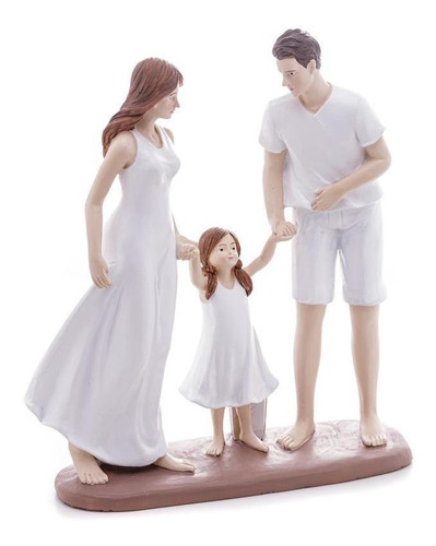 Figura Decorativa Wolff Família De Resina 21,5cm X 24,5cm Cor Branco