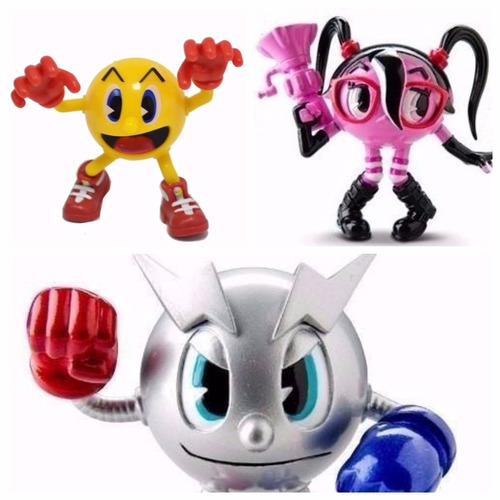 Kit 3 Bonecos Pac Man Figuras Pac Metal Pac Cylindria Bandai