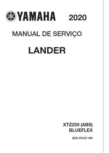 Manual De Serviço Xtz 250 Lander 2020 Original Yamaha