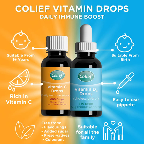 Colief Kit Soporte Inmune Gotas Vitamina D3 Y C 600 Gotas