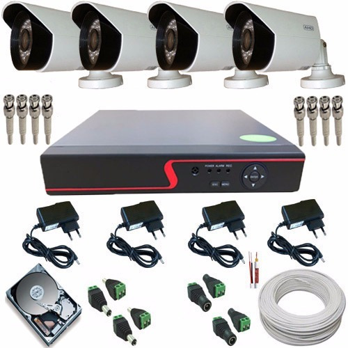 Kit Cftv 4 Câmeras Megapixel Ahd-m  Dvr 8 Canais Multi Hd