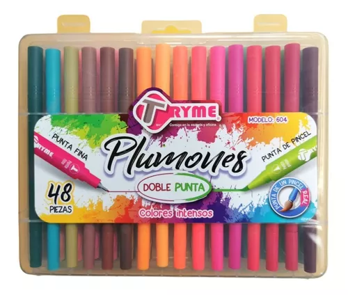 Log-on Marcadores Plumones Doble Punta 48 Colores Arte Log-On