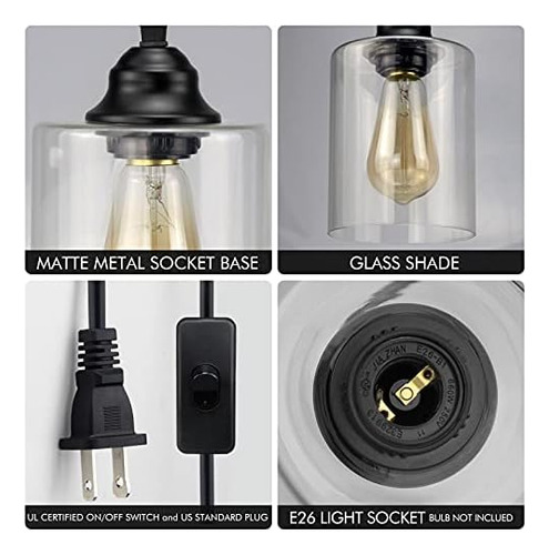 Lámpara Colgante De Cristal Con Enchufe De 1 Luz, Mini Ilumi