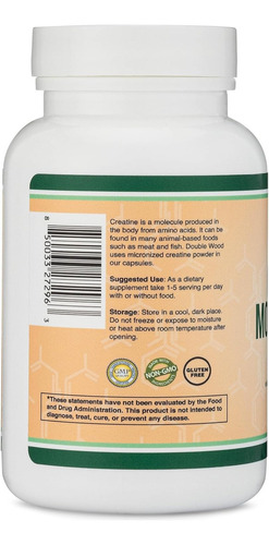 Double Wood Creatine Monohydrate Creatina 120 Caps Sabor Sin Sabor