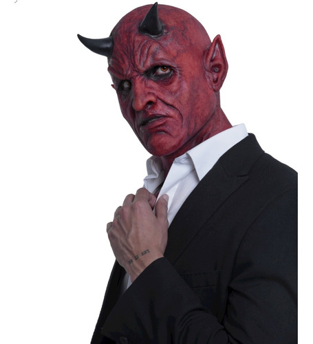 Máscara Lucifer Diablo Rojo Hiper Realista Hallowen Disfraz