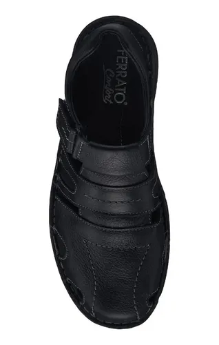 Huaraches Ferrato Sandalias Confort Caballero Negro Piel Cuotas