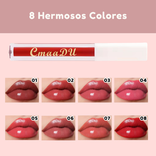 Set Labial Gloss Alta Pigmentación Colores Larga Duración