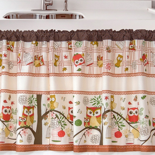 Cortina Pia 1,10m X 80cm Alt.- Tamanho Pequeno - Uma Parte Cor Coruja Mãe