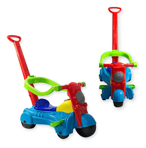 Brinquedo Moto Andador Baby Infantil Com Haste Cor Colorido