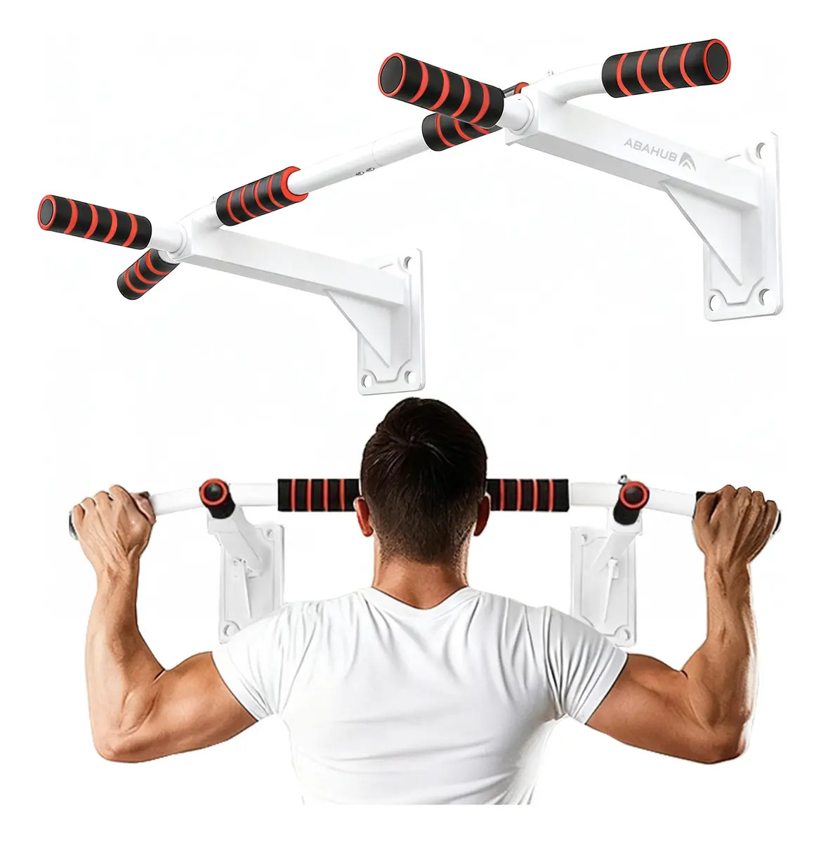 Abahub Soporta 200 Kg/440 Lbs Barra De Dominadas Para Pared Color Blanco barra multifuncional