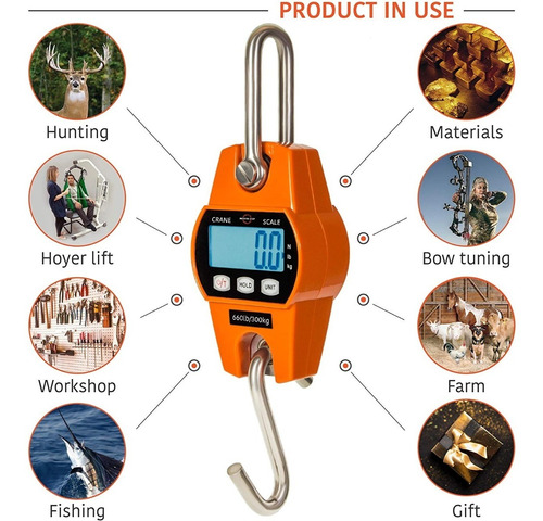 Bascula De Grua Digital Uso Rudo Colgante 300kg 