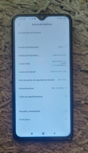Redmi Note 8 Pro, Libre Para Cualquier Compañía, De 128 Gb De Memoria Y 6 Gb En Ram, Funciona Todo Bien, Tiene Buena Estética Perla