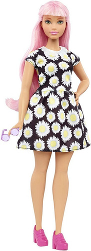 Boneca Barbie Fashionista 48 Daisy Top Franja Rosa Flores