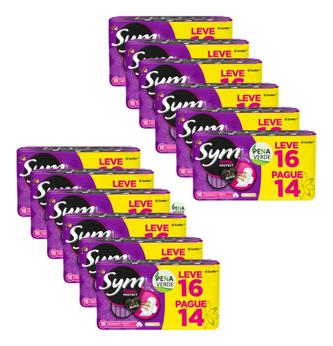 Absorvente Sym Suave Total Protect Com Abas - Kit 192 Un