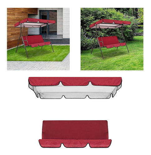 Juego De Cubierta De Dosel Para Columpio De Patio Funda Rojo