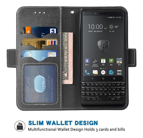Funda Tipo Cartera Blackberry Key2 Con Correa De Muñeca Lf10