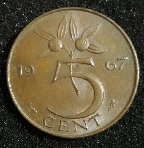 Moeda 5 Cêntimos Ano 1967 Holanda