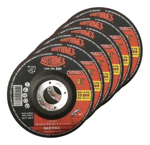 Discos Para Desbaste Metal Austromex 560 4-1/2 PuLG 25 Pzs
