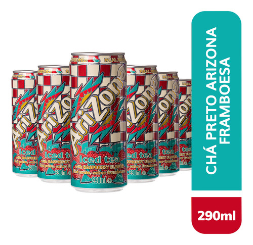 Chá Preto Arizona Framboesa 290 Ml Pack C/ 6un