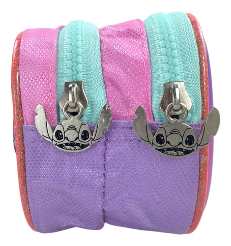 Lapicera Escolar Estuche Stitch Fancy Ruz Original 2 Cierres Violeta Stitch