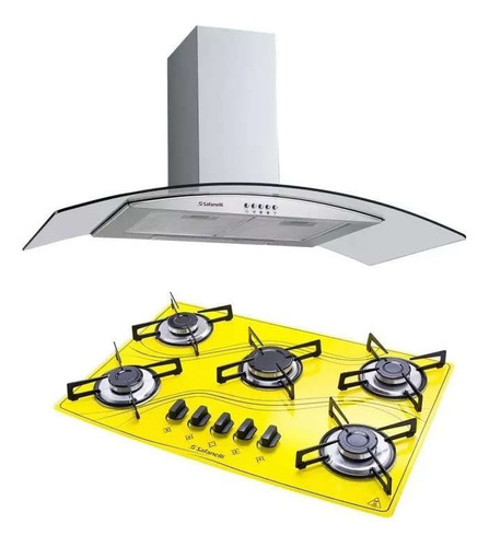 Coifa Gourmet Inox 80cm + Cooktop 5b Amarelo Frete Grátis