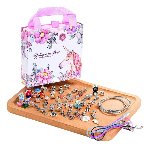 Kit De Pulseras Con Dijes Unicornio Para Niñas, Manualidades