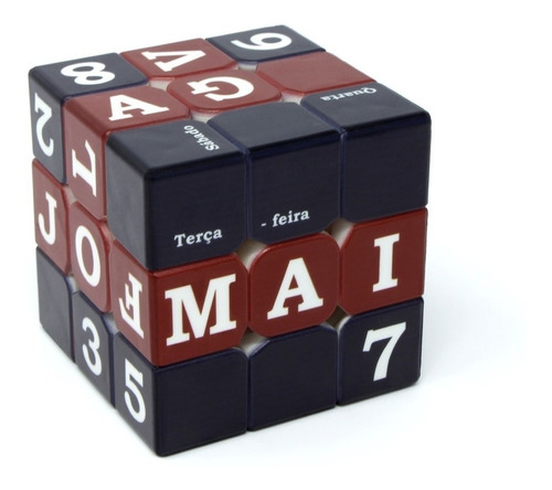 Cubo Calendário - Cubo Mágico Profissional Personalizado Estrutura Azul E Vermelho