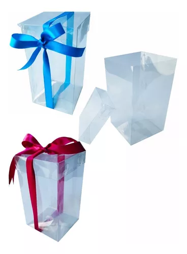 Boxtok Cajas - 50 Cajas Acetato base y tapaTransparente 12x12x12 cms Caja  Armable para regalos, Recuerdos Transparente