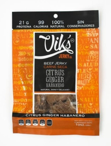 Carne Seca Viks Jerky Citrus Ginger Habanero 86 Grs