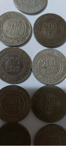 Vendo Lote De Moedas De 200 Réis. Brinde Duas Moedas 100 Rei