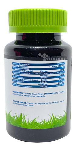 Imagen 3 de 4 de Ajo Negro 60 Cápsulas Vidanat