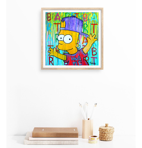 Arte Único Retrato Pintado A Mano De Bart Simpson X Fumora 