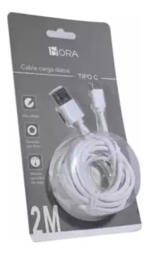 Pack De 2 Piezas Cable Usb 1hora #185 Blanco Usb Tipo C 2 M