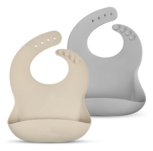 Baberos De Silicona Para Bebés, Juego De 2, Bebés Y Niños Pe