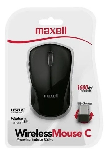 Mouse Inalambrico Tipo C 1600 Dpi Color Negro