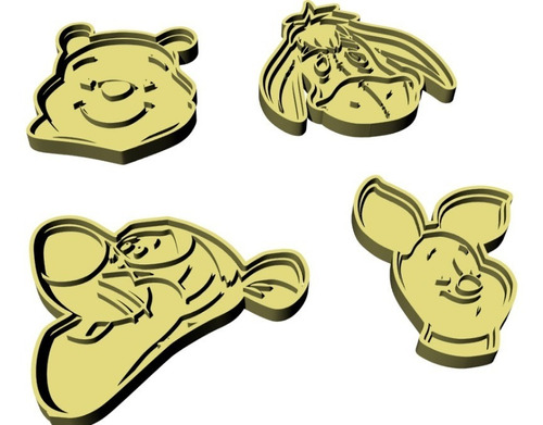 Cortante Galletas Fondant Winnie Pooh X 4 Unidades