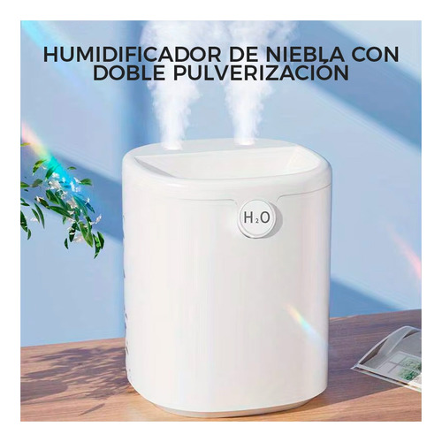 Humidificador Dual 4l Silencioso Con Luz Led Para Hogar Blanco