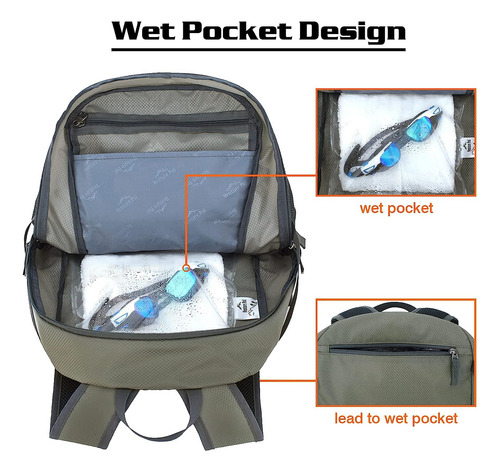 Mochila Senderismo Verde Impermeable Ligera 40l