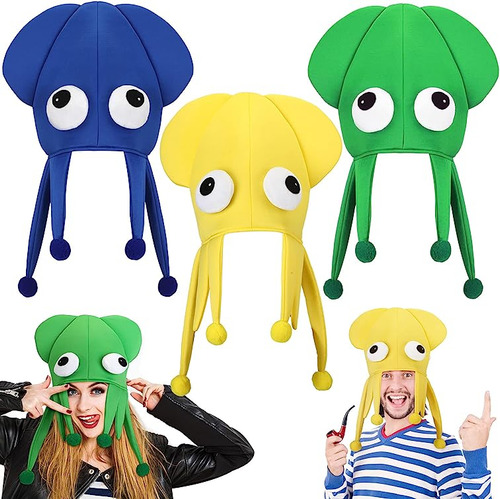 3 Pcs Octopus Hats Funny Ocean Sea Hats Halloween Crazy Cost