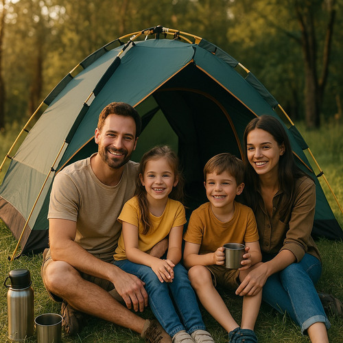 Barraca De Camping 2x1,5x1,2m Compacta Para 1-2 Pessoas Cor Verde-escuro