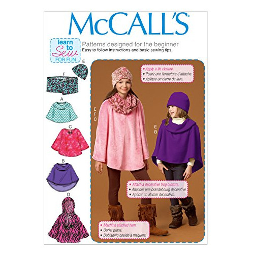 Patrones M7012 Ponchos Niños/niñas, Cx (xs/ms/ml)