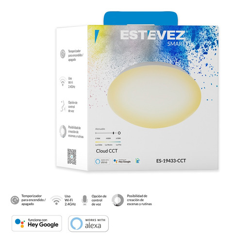 Luminario Led Sobreponer, Wifi De 8w, Cct Estévez Smart Blanco