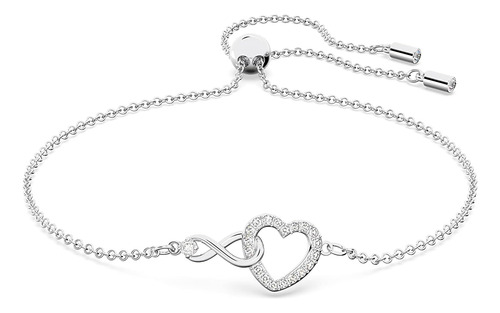 Pulsera Swarovski Infinity Heart Con Cristales Blancos, Símb