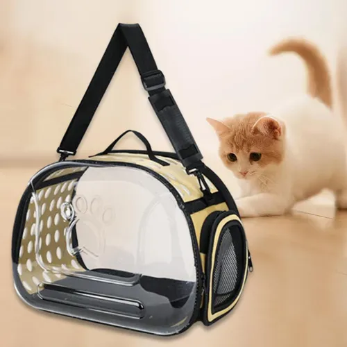 Transportín Transparente Para Gatos, Transportadores Oro L