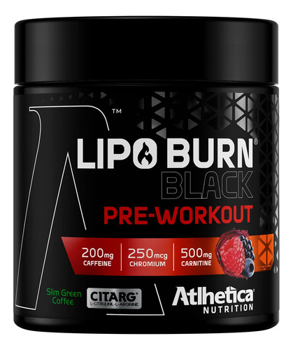 Lipo Burn Black Pre Workout Pré Treino Atlhetica Nutrition