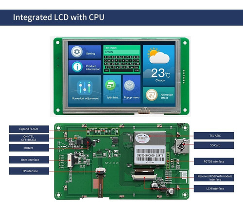 Display Dwin Ihm Touch Screen Capacitivo Dmg80480c050-03wtc