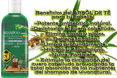 Shampoo Árbol De Té Con Miel Détox 500ml Vivonatural & 3h